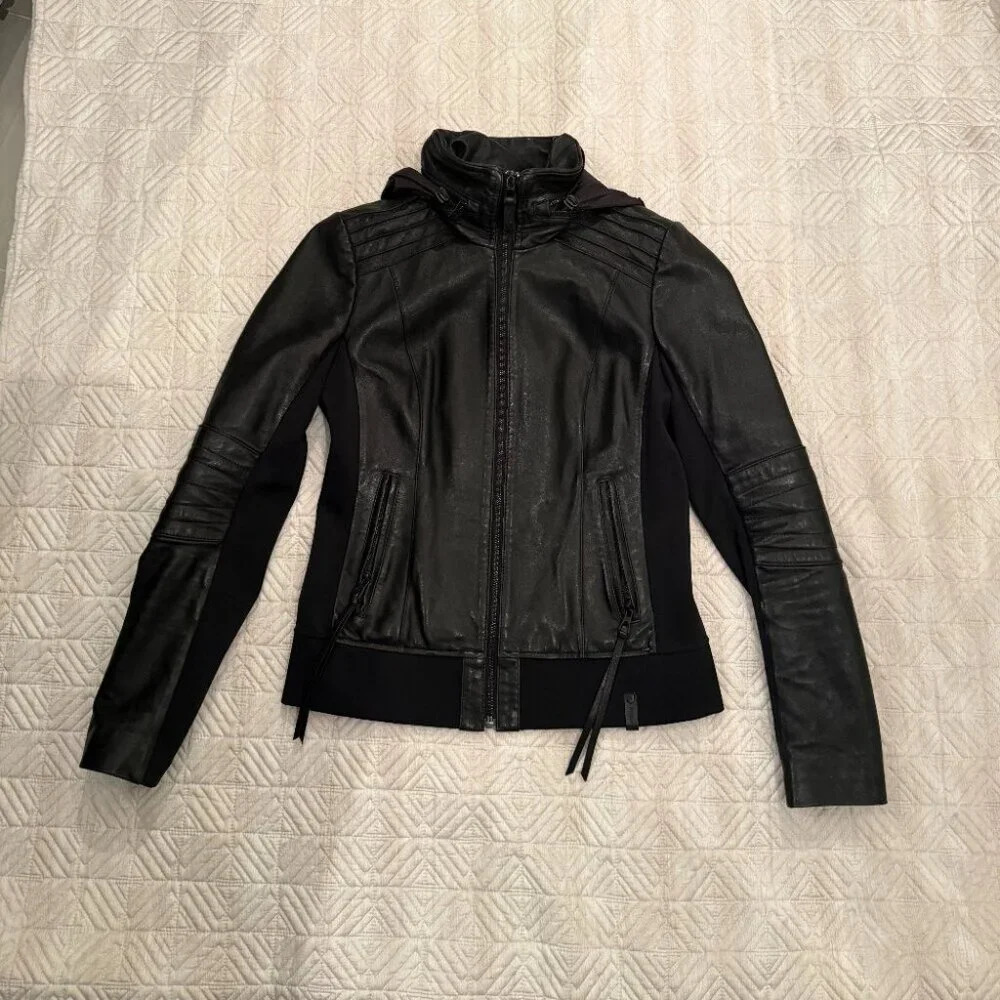 Classic Black Leather Jacket, Rudsak, US S - Picture 5 of 7